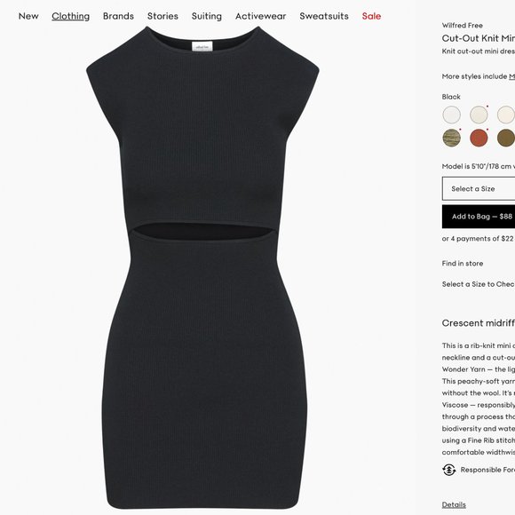 Wilfred Free Cut-Out Knit Mini Dress (black, Aritzia, Size S) - Picture 3 of 8
